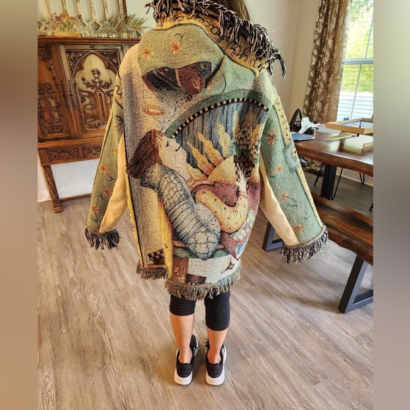 NEW 😍 HANDMADE Cottagecore Oversized Blanket Hoodie Sweatshirt Vintage Upcycled - Picture 7 of 13
